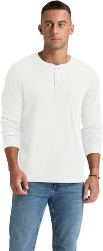 NITAGUT Mens Waffle Henley Shirts Long Sleeve T Shirts Casual T-Shirt with Pocket in Saudi Arabia