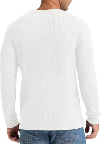 NITAGUT Mens Waffle Henley Shirts Long Sleeve T Shirts Casual T-Shirt with Pocket in Saudi Arabia