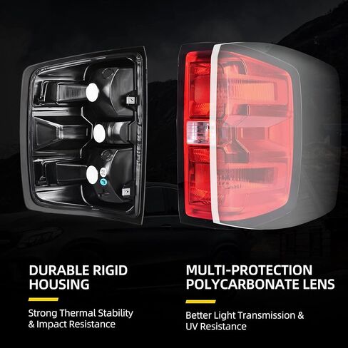 DWVO LED أضواء الفرامل الخلفية تجميع المصابيح الخلفية متوافقة مع 2014-2019 تشيفي سيلفرادو 1500، 2015-2019 تشيفي سيلفرادو 2500 HD/3500 HD، 2019 سيلفرادو 1500 LD، 2015-2019 جي إم سي سييرا 3500 HD - زوج in Saudi Arabia