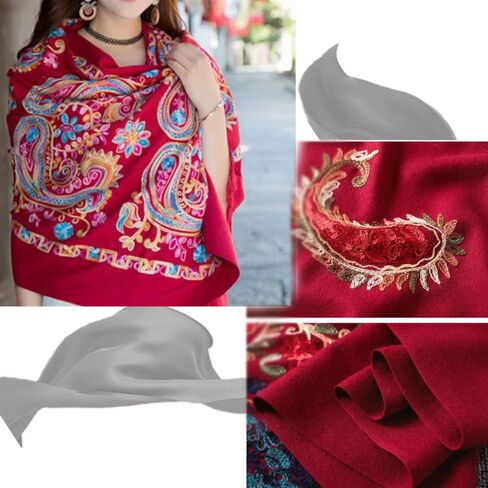 Women's Fashion Long Shawl, Classic Tassel Soft Scarf Retro Hand embroidery Large Blanket Wrap Shawl in Saudi Arabia