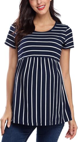 Jezero Women's Maternity Tops Plus Sizes Regular Short Sleeve Side Ruching Round Neck Shirt in Saudi Arabia