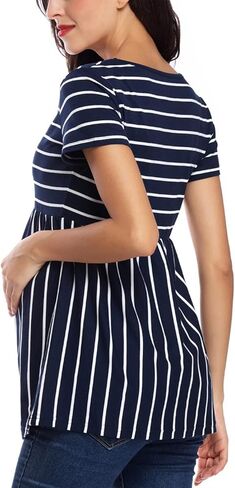 Jezero Women's Maternity Tops Plus Sizes Regular Short Sleeve Side Ruching Round Neck Shirt in Saudi Arabia