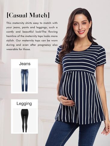 Jezero Women's Maternity Tops Plus Sizes Regular Short Sleeve Side Ruching Round Neck Shirt in Saudi Arabia