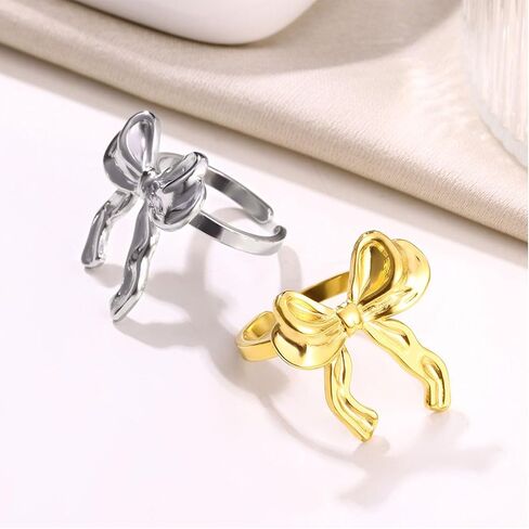 Bow Open Rings for Women Blue Bow Rings Red Bow Rings Black Bow Rings Pile Coating Rings for Women in Saudi Arabia