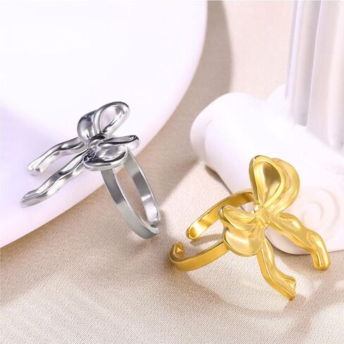 Bow Open Rings for Women Blue Bow Rings Red Bow Rings Black Bow Rings Pile Coating Rings for Women in Saudi Arabia