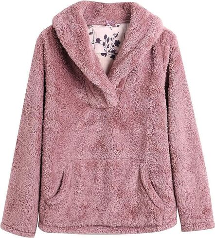 Women's Casual Warm Wool Top Fluffy Plush Womens Pullover with Large Pockets in Saudi Arabia