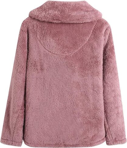 Women's Casual Warm Wool Top Fluffy Plush Womens Pullover with Large Pockets in Saudi Arabia