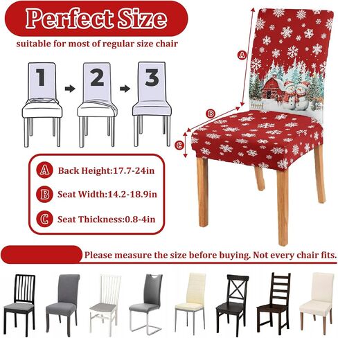 Christmas Chair Covers Set of 4 Snowman Red Truck Dining Chair Seat Cover Stretch Removable Xmas Chair Slipcover Protector for Xmas Dining Room Kitchen Home Decor in Saudi Arabia