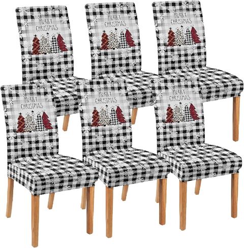 Christmas Chair Covers Set of 4 Snowman Red Truck Dining Chair Seat Cover Stretch Removable Xmas Chair Slipcover Protector for Xmas Dining Room Kitchen Home Decor in Saudi Arabia