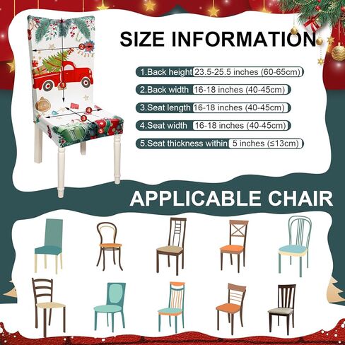 6 قطع من أغطية كراسي عيد الميلاد من بيريتر، أغطية كراسي غرفة الطعام والمطبخ، مجموعة من 6 أغطية كراسي بارسون قابلة للإزالة والغسل، أغطية كراسي طعام قابلة للتمدد وأغطية أثاث لحفلات عيد الميلاد in Kuwait