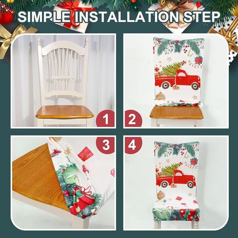 6 قطع من أغطية كراسي عيد الميلاد من بيريتر، أغطية كراسي غرفة الطعام والمطبخ، مجموعة من 6 أغطية كراسي بارسون قابلة للإزالة والغسل، أغطية كراسي طعام قابلة للتمدد وأغطية أثاث لحفلات عيد الميلاد in Kuwait
