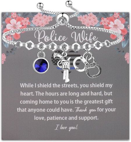 BLEOUK Police Wife Bracelet Police Wife Gift Thin Blue Line Jewelry Police Officer Wife Bracelet Anniversary Jewelry For Wife in Kuwait
