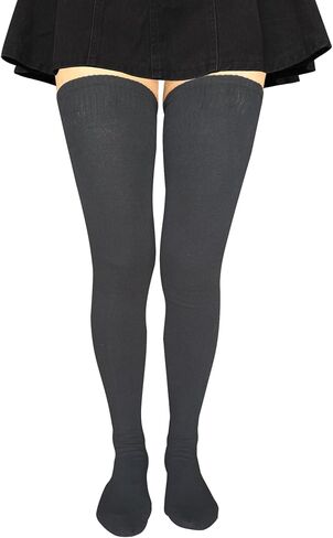 Bestjybt Women Plus Size Thigh High Socks Extra Long Over Knee Socks Warm Thick Leg Warmers Boot Stockings, Medium-Large in Saudi Arabia