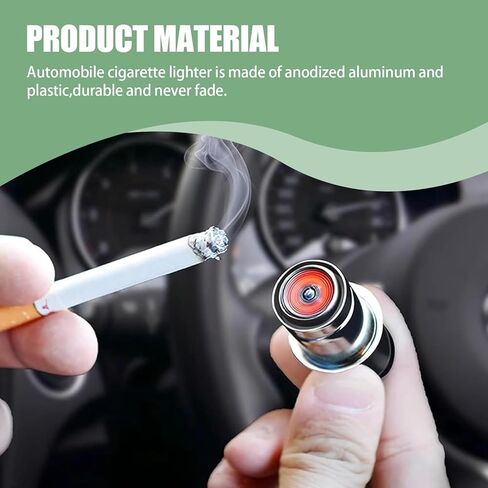 2 قطعة ولاعة سجائر منبثقة بقوة 12 فولت، 1.8 بوصة × 0.9 بوصة × 0.79 بوصة، تسخين سريع من الفولاذ المقاوم للصدأ + مقبس ولاعة سجائر بحلقة سيراميك معزولة، مناسب لمعظم موديلات السيارات (أسود وفضي) in Kuwait