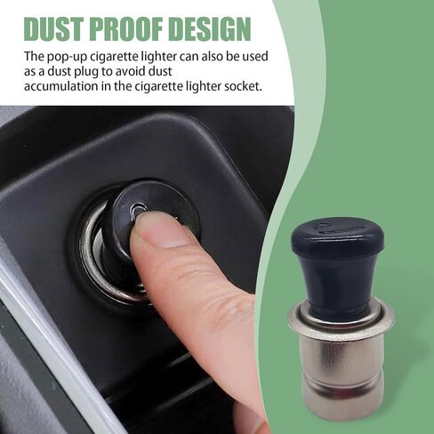 2 قطعة ولاعة سجائر منبثقة بقوة 12 فولت، 1.8 بوصة × 0.9 بوصة × 0.79 بوصة، تسخين سريع من الفولاذ المقاوم للصدأ + مقبس ولاعة سجائر بحلقة سيراميك معزولة، مناسب لمعظم موديلات السيارات (أسود وفضي) in Kuwait