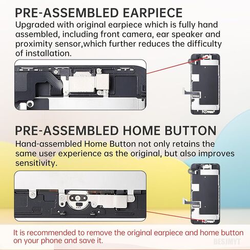 for iPhone 8 Plus Screen Replacement 5.5" White with Home Button 3D Touch LCD Digitizer Display, Full Assembly Front Camera Speaker Sensor Glass Screen Repair Tools Kit for A1864 A1897 A1898 in Kuwait