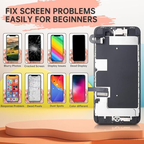 for iPhone 8 Plus Screen Replacement 5.5" White with Home Button 3D Touch LCD Digitizer Display, Full Assembly Front Camera Speaker Sensor Glass Screen Repair Tools Kit for A1864 A1897 A1898 in Kuwait