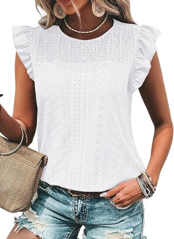 Dokotoo المرأة الصيف متماسكة القمم 2025 الجوف خارج Crewneck لطيف كشكش قصيرة الأكمام المرأة تي شيرت البلوزات in Saudi Arabia