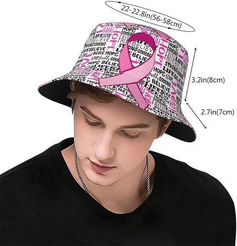 Cute Bucket Hat Breast Cancer Hat Packable Outdoor Sun Cap Summer Beach Travel Fishing Hats for Men Woman (Breast Cancer 6) in Saudi Arabia
