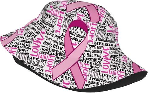 Cute Bucket Hat Breast Cancer Hat Packable Outdoor Sun Cap Summer Beach Travel Fishing Hats for Men Woman (Breast Cancer 6) in Saudi Arabia