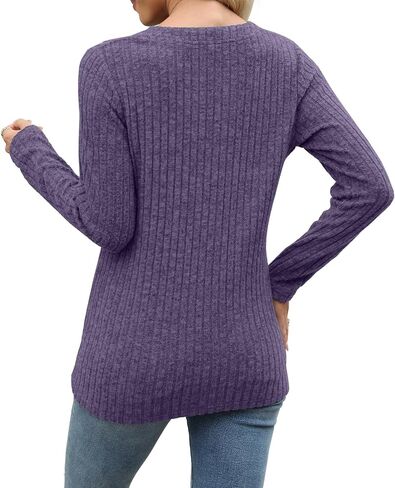 Heymiss Long Sleeve Shirts for Women V Neck Lightweight Sweaters Loose Casual Tunic Tops in Saudi Arabia