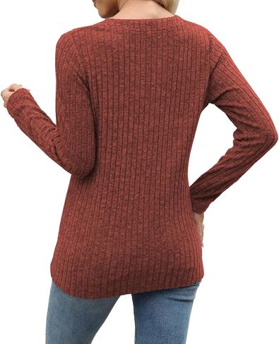 Heymiss Long Sleeve Shirts for Women V Neck Lightweight Sweaters Loose Casual Tunic Tops in Kuwait