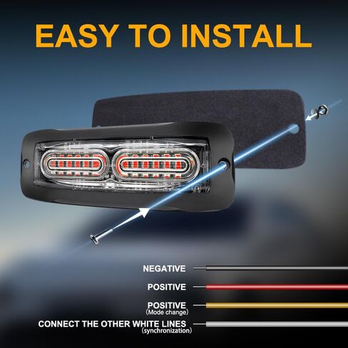 4PCS 12-LED Red Strobe Lights, LED Emergency Strobe Lights Surface Mount Strobe Lights Kit LED Mini Grille Light Strobe Lights for Trucks Vehicles Trailer Bus 12-24V (Red) in Kuwait