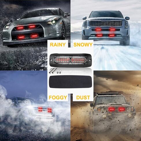 4PCS 12-LED Red Strobe Lights, LED Emergency Strobe Lights Surface Mount Strobe Lights Kit LED Mini Grille Light Strobe Lights for Trucks Vehicles Trailer Bus 12-24V (Red) in Kuwait