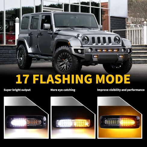 4PCS 12-LED Red Strobe Lights, LED Emergency Strobe Lights Surface Mount Strobe Lights Kit LED Mini Grille Light Strobe Lights for Trucks Vehicles Trailer Bus 12-24V (Red) in Kuwait