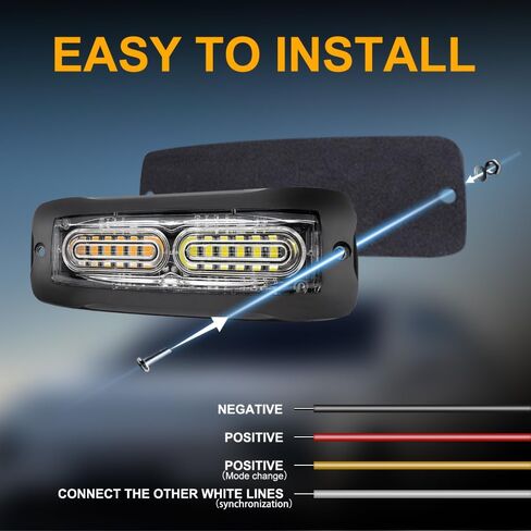 4PCS 12-LED Red Strobe Lights, LED Emergency Strobe Lights Surface Mount Strobe Lights Kit LED Mini Grille Light Strobe Lights for Trucks Vehicles Trailer Bus 12-24V (Red) in Kuwait