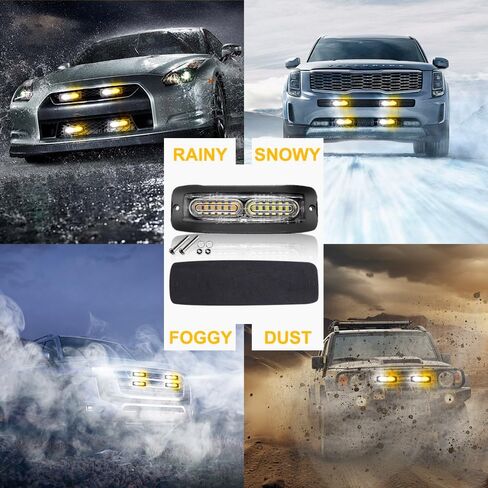 4PCS 12-LED Red Strobe Lights, LED Emergency Strobe Lights Surface Mount Strobe Lights Kit LED Mini Grille Light Strobe Lights for Trucks Vehicles Trailer Bus 12-24V (Red) in Kuwait