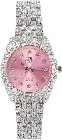 Techno Pave Women's 32mm Iced Out Sleek Diamond Dial Watch in Saudi Arabia