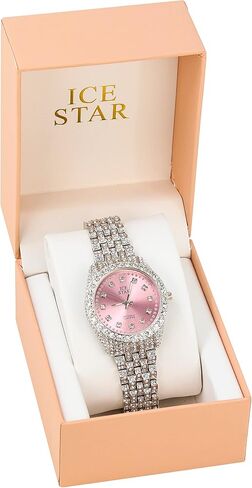Techno Pave Women's 32mm Iced Out Sleek Diamond Dial Watch in Saudi Arabia