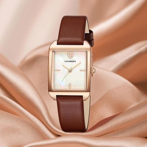 L LAVAREDO Women's Leather Strap Watch Waterproof Analog Watches Rectangle Dress Watch for Women Retro Ladies Wrist Watch in Saudi Arabia
