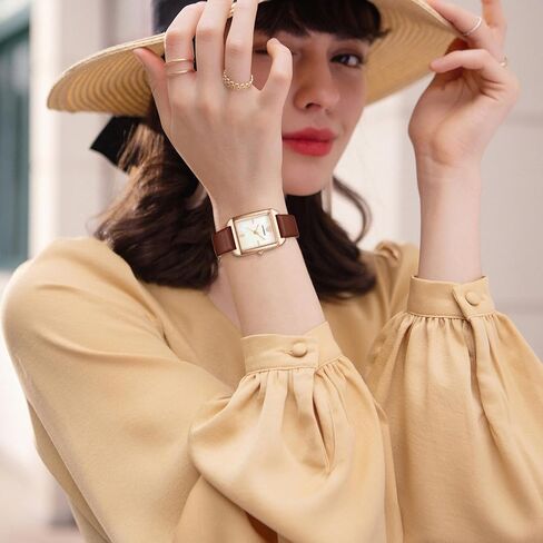 L LAVAREDO Women's Leather Strap Watch Waterproof Analog Watches Rectangle Dress Watch for Women Retro Ladies Wrist Watch in Saudi Arabia