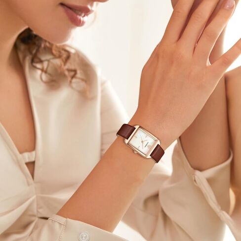 L LAVAREDO Women's Leather Strap Watch Waterproof Analog Watches Rectangle Dress Watch for Women Retro Ladies Wrist Watch in Saudi Arabia