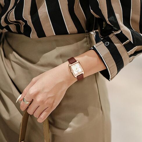 L LAVAREDO Women's Leather Strap Watch Waterproof Analog Watches Rectangle Dress Watch for Women Retro Ladies Wrist Watch in Saudi Arabia
