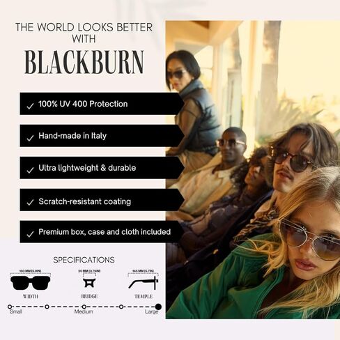 Blackburn Italian-Crafted, Oversized Aviators Sunglasses for Men Women, Trendy Sun Glasses Classic Shades UV400 Protection in Saudi Arabia
