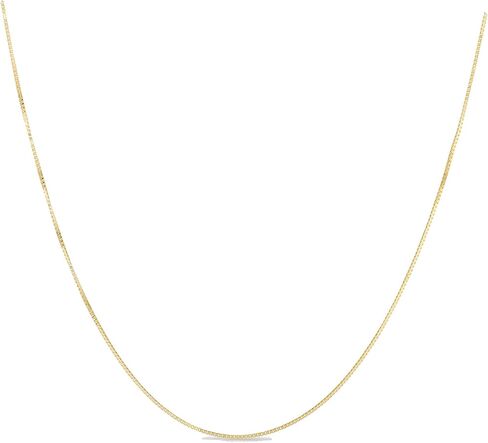 10K Yellow Gold Box chain necklace 0.5mm 18in length in Kuwait
