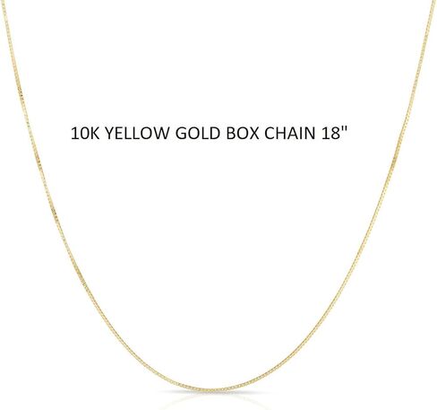 10K Yellow Gold Box chain necklace 0.5mm 18in length in Kuwait
