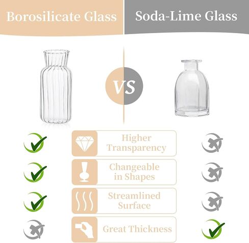 Modern Clear Glass Bud Vase Set: Glasseam 8Pcs Small Mini Flower Centerpieces Vases Handmade Decorative Cute Short Window Home Decor for Wedding Reception Dining Table Single Rose in Saudi Arabia