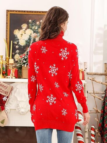 Women's Ugly Christmas Sweaters Dress 2024 Xmas Novelty Knit Turtleneck Tops in Saudi Arabia