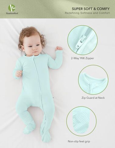 Baby Footie Romper Pajamas Unisex Newborn Infant Pjs Soft Rompers Viscose from Bamboo Sleepwear in Saudi Arabia