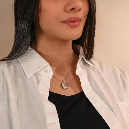 Love You This Much Sentimental Father to Daughter Moon & Back Necklace, .925 Sterling Silver, Present for Grown Up Daughter from Dad, Daddy to Daughter Gift Set in Kuwait