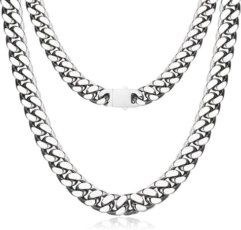 9mm Miami Cuban Link Chain for Men Women 316L Stainless Steel Boys Hiphop Silver Color Choker Necklace 16/18/20/22/24/26 Inches in Saudi Arabia