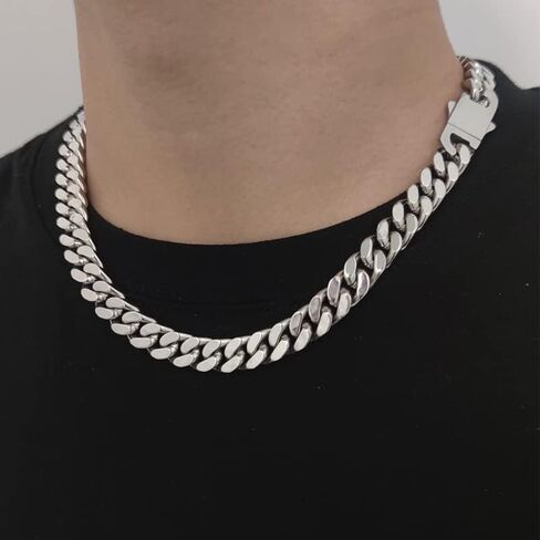 9mm Miami Cuban Link Chain for Men Women 316L Stainless Steel Boys Hiphop Silver Color Choker Necklace 16/18/20/22/24/26 Inches in Saudi Arabia