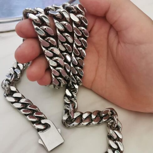 9mm Miami Cuban Link Chain for Men Women 316L Stainless Steel Boys Hiphop Silver Color Choker Necklace 16/18/20/22/24/26 Inches in Saudi Arabia