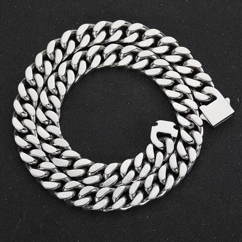 9mm Miami Cuban Link Chain for Men Women 316L Stainless Steel Boys Hiphop Silver Color Choker Necklace 16/18/20/22/24/26 Inches in Saudi Arabia