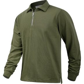 Derminpro Men's Quarter Zip Relaxed Fit Pullover Waffle Polo Golf Shirts