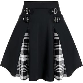 ROSE GAL Women's Plus Size Gothic Mini Skirt High Waisted Short A-Line School Uniform Skirt